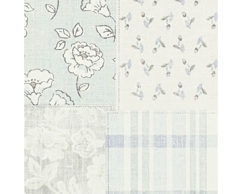 Behang met bloemmotief en ruitpatroon