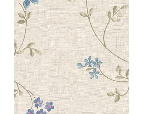 Behang met bloemmotief en canvasstructuur