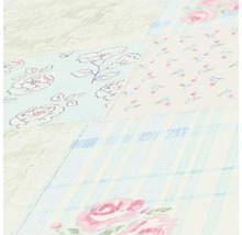 Behang met patchworkpatroon van bloemen en ruiten