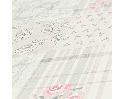 Behang met rozenpatroon en strepen