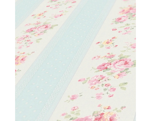 Behang met rozenmotief en strepen