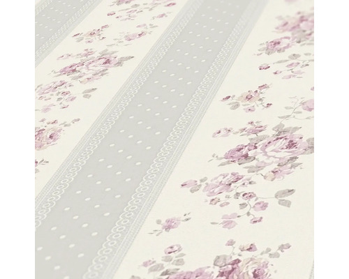 Behang met rozenmotief en strepen