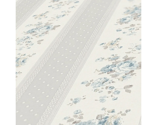 Behang met bloemmotief en strepen