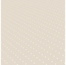 Close-up van een bekleed behang met stippenpatroon.