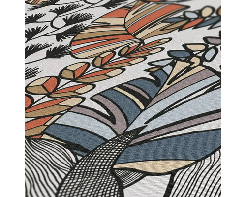 Detailopname van een behang met bladerenmotief