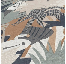 Behang met krokodil-, flamingo- en plantenpatroon