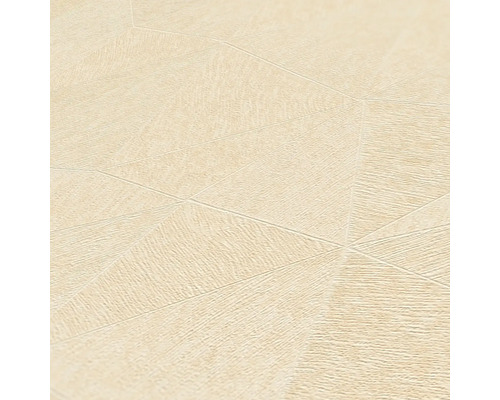 Detailweergave van een beige behang met geometrische patronen