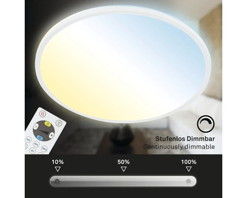 Ronde led-plafondlamp met afstandsbediening voor traploos dimmen