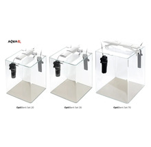 Drie Aquael OptiBent Set aquaria met filter en lamp