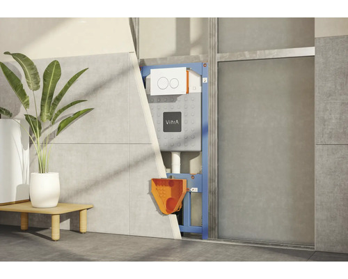 Inbouwreservoir voor een toilet met stortbak en Vitra Logo