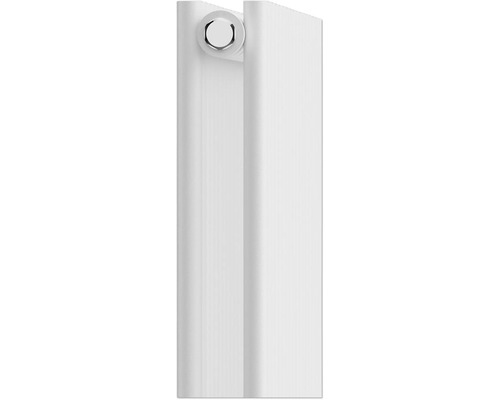 Detail van een witte radiator met schroef