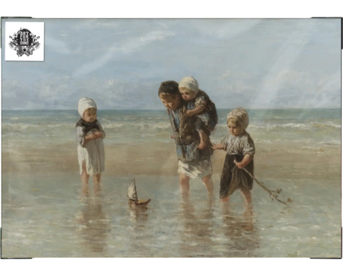 Schilderij met kinderen op het strand
