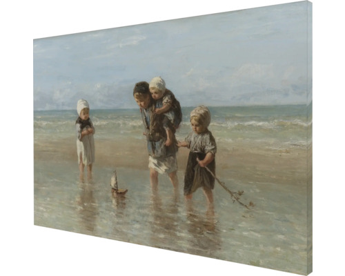 Schilderij met spelende kinderen op het strand