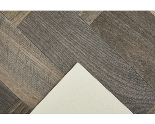 Vinylvloer in visgraatmotief met beige onderkant