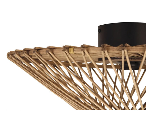 Detailopname van een plafondlamp van rotan