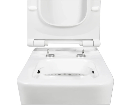 Wit toilet met open deksel voor de badkamer