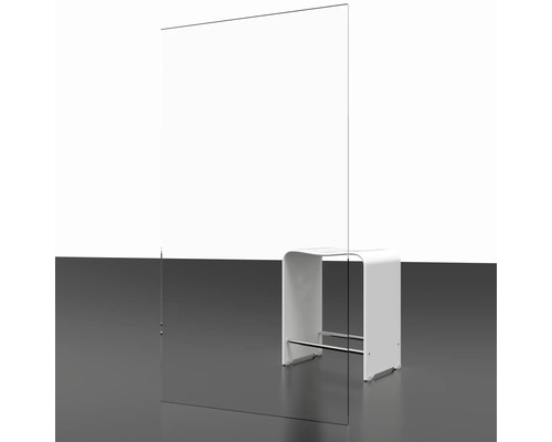 Glazen beschermwand met kruk