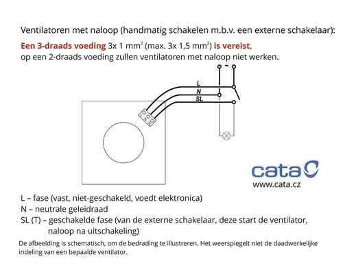 Schakelschema voor ventilatoren met vertragingstimer