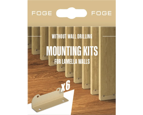 Montageset voor lamellenwanden, voor bevestiging zonder boren, zes stuks