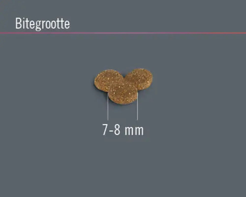 Hondenvoer pellets met een pelletgrootte van 7 tot 8 millimeter