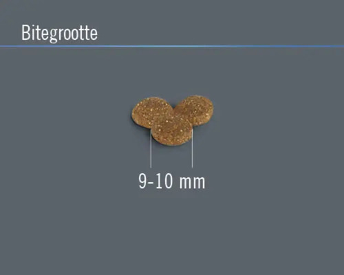 Droogvoer brokjes met een grootte van 9 tot 10 millimeter