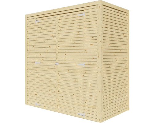 Houten kast met horizontale lamellen en twee deuren