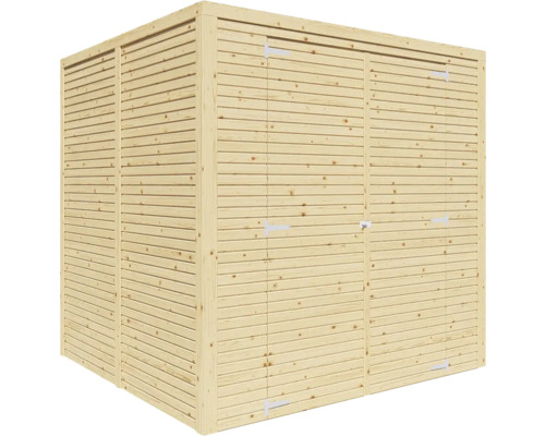 Houten tuinhuis met dubbele deur voor het opbergen van tuingereedschap