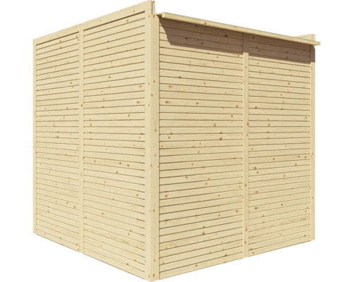 Houten tuinhuis met lamellenstructuur