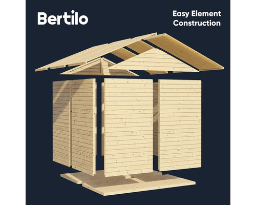 Bertilo tuinhuis bouwpakket met eenvoudige elementenconstructie