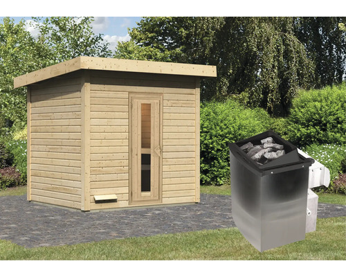 Houten sauna met saunakachel voor de tuin
