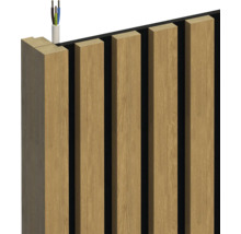 Houten panelen met stroomkabel