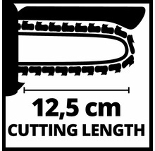 Symbool voor de zaaglengte 12,5 cm van een kettingzaag