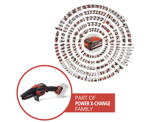 Einhell Power X-Change productfamilie met accu-takkettingzaag