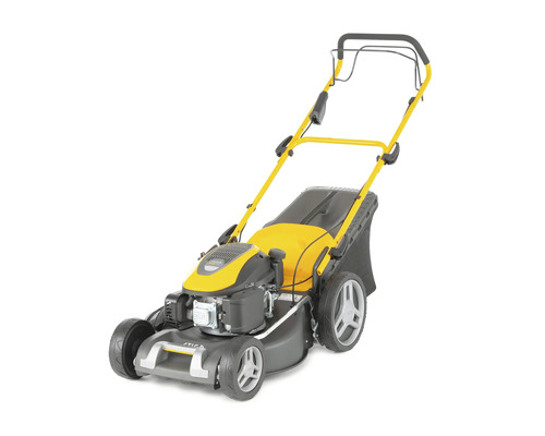 Gele gazonmaaier op een witte achtergrond
