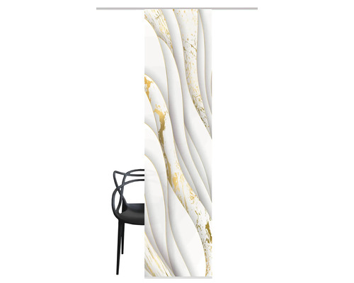 Schuifdeur met abstract golfpatroon in wit en goud