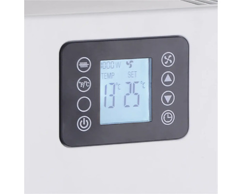 Display van een verwarming met temperatuurweergave en bedieningselementen