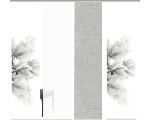 Schuifgordijn met motief van magnoliabloemen en textuur