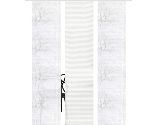 Paneelgordijn met boommotief en effen paneelgordijn