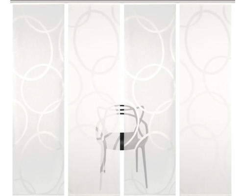 Schuifgordijnen met cirkelontwerp en stoel