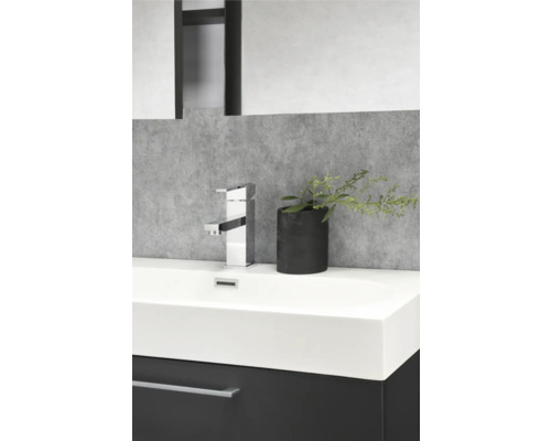 Moderne badkamer met wastafel, kraan en plant in pot