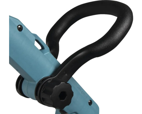 Handgreep van een heggenschaar met verstelknop