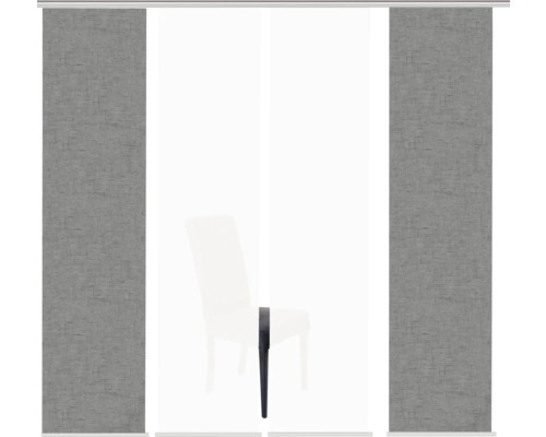 Schuifgordijnen met canvasstructuur in de woonkamer