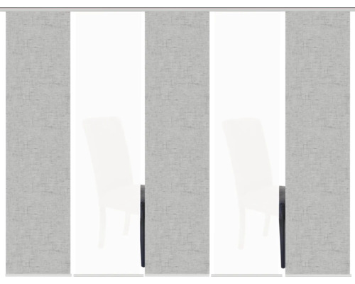 Meerdelig schuifgordijn met subtiel patroon tegen een heldere achtergrond