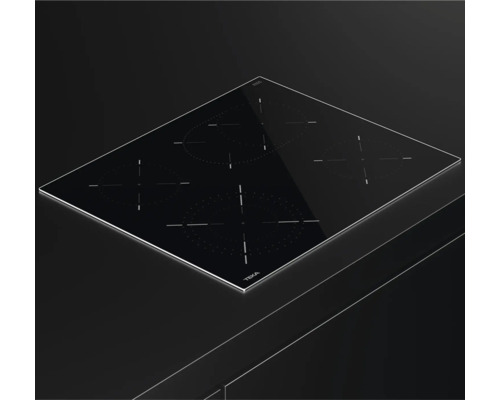 Zwarte Teka inductiekookplaat met vier kookzones.