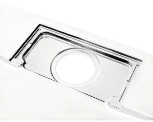 Roestvrijstalen gootsteen met rechthoekig bassin en ronde afvoer