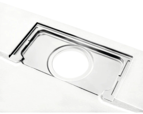 RVS spoelbak met rechthoekig bassin en ronde afvoer