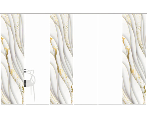 Panelen met marmerstructuur en stoel