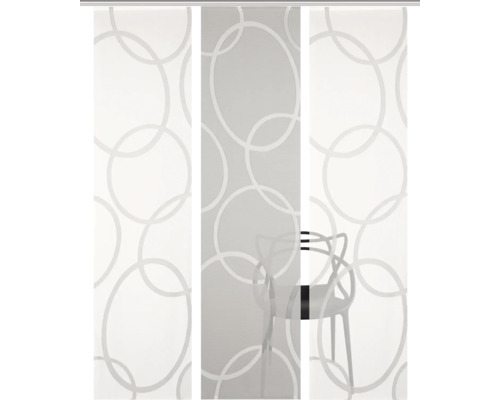 Schuifgordijn met cirkelpatroon voor een stoel