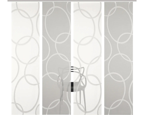 Schuifgordijn met cirkelpatroon voor een stoel