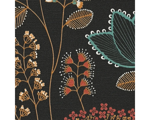 Behang met plantenmotief op een donkere achtergrond